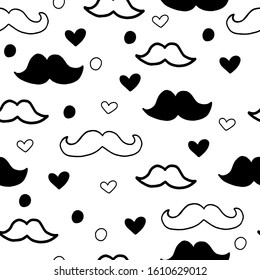 vector illustration mustache pattern black and white drawing