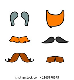 Vector illustration, mustache set. For no shave November. Simple outlined style, can be used for funny greeting cards, announcements, banners, stickers.