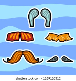 Vector illustration, mustache set. For no shave November. Simple outlined style, can be used for funny greeting cards, announcements, banners, stickers.