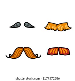 Vector illustration, mustache set. For no shave November. Simple outlined style, can be used for funny greeting cards, announcements, banners, stickers.
