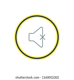 Vector illustration of mute icon line. Beautiful music element also can be used as soundless icon element.