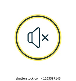 Vector illustration of mute icon line. Beautiful media element also can be used as silence icon element.