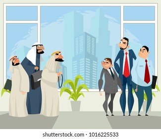 Vector illustration of mutual distrust business partners