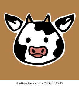 vector illustration of a muzzle of a calf on a brown background.
cow sticker