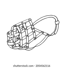 Vector illustration of a muzzle for dogs. Isolated muzzle object in doodle style.