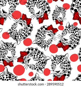 vector illustration muzzle with a trendy leopard bow tie, a print for your t-shirts or sweatshirts