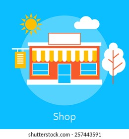 Vector illustration of my shop flat line design concept.