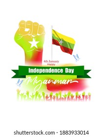 Vector illustration for Myanmar happy independence day, 4th July, national day, tricolor abstract background, Myanmar flag, patriotic day , banner, poster
