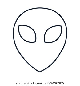 Vector illustration of mysterious alien in linear style. Science, discovery, and space symbol. Mystery of the cosmos, a UFO, Halloween symbol. Astronomy and cosmos element