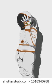 Vector Illustration Mysterious Astronaut and Six Dangerous Stone Silhouette Style Design Vector Stock Illustration