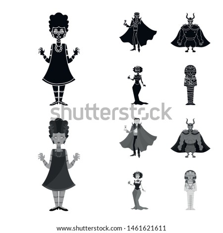 Vector illustration of mystic and hell icon. Set of mystic and devilry stock vector illustration.