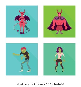 Vector illustration of mystic and hell sign. Collection of mystic and devilry vector icon for stock.