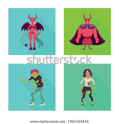 Vector illustration of mystic and hell sign. Collection of mystic and devilry vector icon for stock.