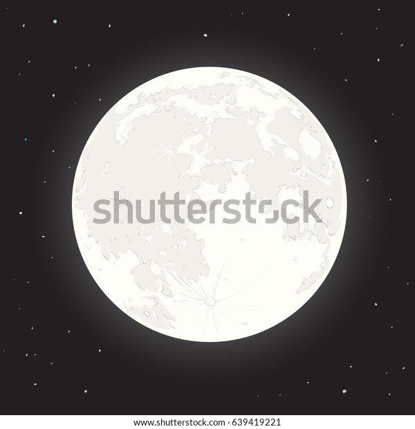 Vector illustration with mystical full moon and\
stars. Cartoon style