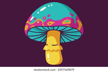 Vector illustration of a Mystical Rounded Blue Mushroom