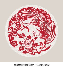 Vector illustration of a mythological animal - a chinese phoenix