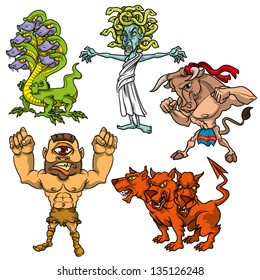 Vector illustration of mythological monsters