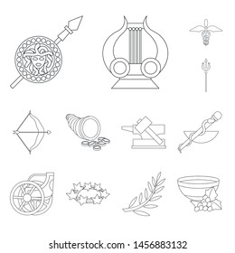 Vector illustration of mythology and god signs. Collection of mythology and culture stock symbols for web.