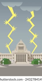 Vector illustration of n Building and lightning