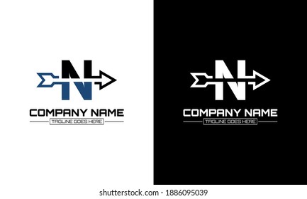 Vector illustration of N logo shape arrow graphic