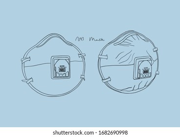 Vector Illustration of N95 Mask / Surgical Mask / Face Mask / Medical Mask