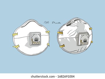 Vector Illustration of N95 Mask / Surgical Mask / Face Mask / Medical Mask