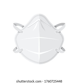 Vektorgrafik von N95 Schutzmaske/Atemschutzbrille - eine weiße Maske mit Nasenleiste und Ohrgurten.
