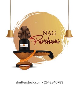 Vector illustration of Nag Panchami cobra abround decorated shivling