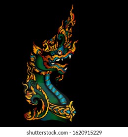 Vector illustration of the naga isolated on black background