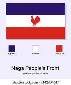 Vector Illustration of Naga People's Front flag isolated on light blue background. As close as possible to the original. ready to use, easy to edit. 
