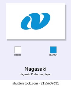 Vector Illustration of Nagasaki prefecture flag isolated on light blue background. Nagasaki prefecture flag with Color Codes. As close as possible to the original. ready to use, easy to edit.
