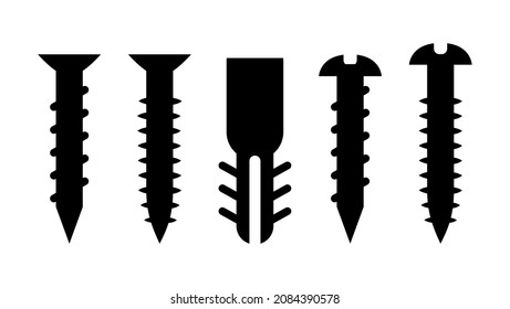 Vector illustration of nail, bolt, screw icon on a white background.