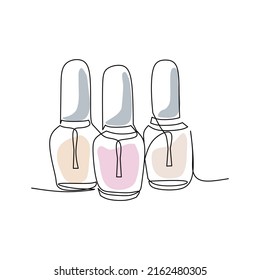 Vector illustration of nail polish bottles painted in line art style