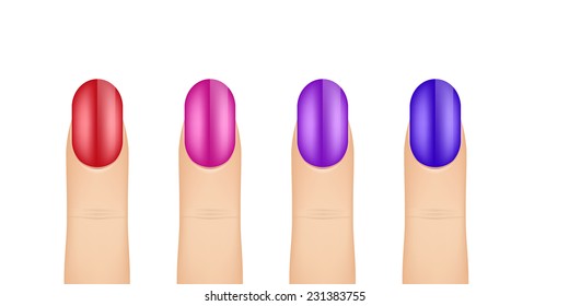 Vector illustration of nail polish in different hues.