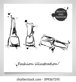 Vector illustration of nail polish. Fashion illustration. Beauty and fashion.
