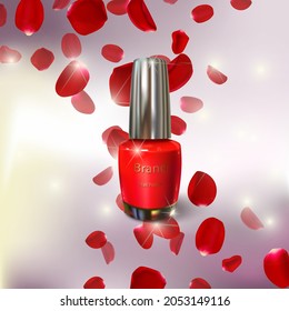 Vector illustration. Nail polish salon banner. Spa background.