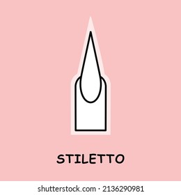 vector illustration nail shape stiletto pink background