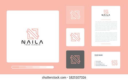 Vector illustration of naila logo design template. Isolated on a colored background.