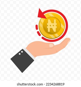 Vector illustration of Naira currency. Cashback icon, sign and symbol. Simple design on transparent background (PNG).