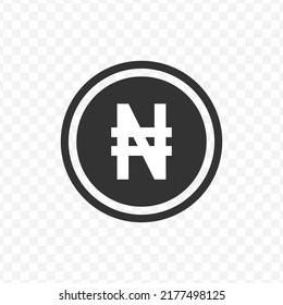 Vector illustration of Naira currency icon in dark color and transparent background(png).