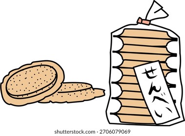 Ilustración vectorial de Nambu Senbei, una galleta tradicional de arroz regional de Iwate, Japón