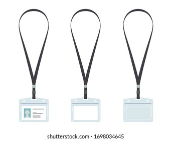 Vector Illustration | Name Card Holder With Neck Strap