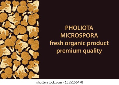 vector illustration of nameko mushrooms design background brown and white and mushroom and text fresh organic product premium quality EPS10