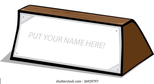 A Vector Illustration Of A Nameplate For A Desk