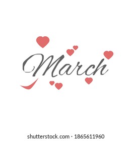 vector illustration of names for March calendar month. suitable for the new calendar.