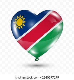 Vector illustration of a Namibia country love balloon on transparent background (PNG). Flying love balloons for Independence Day celebration.