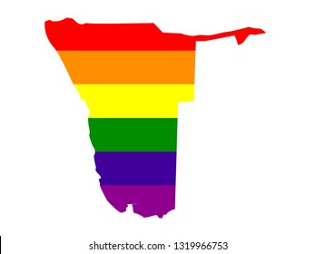 vector illustration of Namibia map with LGBT flag