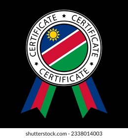 Ilustración vectorial del certificado de cinta de Namibia sobre fondo negro.
