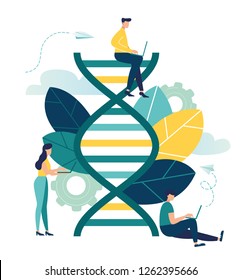 Vector Illustration Of Nanotechnology, Digital Structure Of Dna, Science Concept