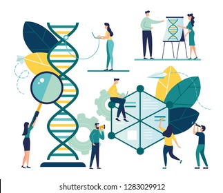 Vector illustration of nanotechnology, digital structure of dna, science concept - Vector 